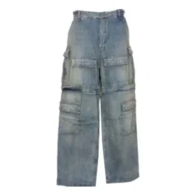 24SS vetoketjulliset kaksisuuntaiset denim-Cargo-housut ”Blue” 773759TPW534868