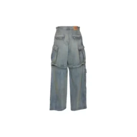 24SS vetoketjulliset kaksisuuntaiset denim-Cargo-housut ”Blue” 773759TPW534868