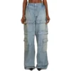 24SS vetoketjulliset kaksisuuntaiset denim-Cargo-housut ”Blue” 773759TPW534868