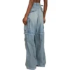 24SS vetoketjulliset kaksisuuntaiset denim-Cargo-housut ”Blue” 773759TPW534868