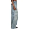 24SS vetoketjulliset kaksisuuntaiset denim-Cargo-housut ”Blue” 773759TPW534868