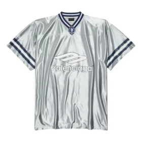 3B Football V-kaula-aukkoinen kiiltävä jersey-paita, oversized-malli ”Grey White” 857113TTVQ71461