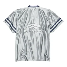 3B Football V-kaula-aukkoinen kiiltävä jersey-paita, oversized-malli ”Grey White” 857113TTVQ71461