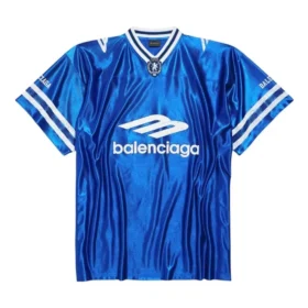 3B Football V-kaula-aukkoinen kiiltävä jersey-paita, oversized-malli, ”Royal Blue White” 857113TTVQ74701