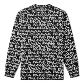 All Over Balenciaga Paris Intarsia -neulepusero ”Black White” 599826T31701070 All Over Balenciaga Paris Intarsia -neulepusero ”Black White” 599826T31701070