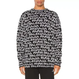 All Over Balenciaga Paris Intarsia -neulepusero ”Black White” 599826T31701070 All Over Balenciaga Paris Intarsia -neulepusero ”Black White” 599826T31701070