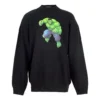 Balenciaga x Marvel Hulk-kuvioinen, suorakaiteen muotoinen pyöreäkaulainen puuvillainen collegepaita ”Musta” 671125TLV581000