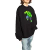 Balenciaga x Marvel Hulk-kuvioinen, suorakaiteen muotoinen pyöreäkaulainen puuvillainen collegepaita ”Musta” 671125TLV581000