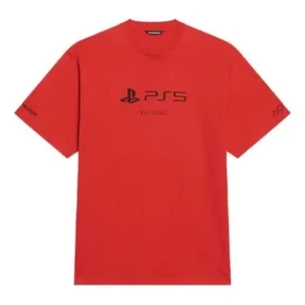 Balenciaga x PlayStation -yhteistyömallisto FW21 PS5 aakkosgeometrinen kuviopainatus, lyhythihainen unisex-paita, punainen 651795TKVF36552 Balenciaga x PlayStation -yhteistyömallisto FW21 PS5 aakkosgeometrinen kuviopainatus, lyhythihainen unisex-paita, punainen 651795TKVF36552