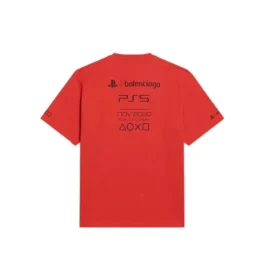 Balenciaga x PlayStation -yhteistyömallisto FW21 PS5 aakkosgeometrinen kuviopainatus, lyhythihainen unisex-paita, punainen 651795TKVF36552 Balenciaga x PlayStation -yhteistyömallisto FW21 PS5 aakkosgeometrinen kuviopainatus, lyhythihainen unisex-paita, punainen 651795TKVF36552