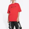 Balenciaga x PlayStation -yhteistyömallisto FW21 PS5 aakkosgeometrinen kuviopainatus, lyhythihainen unisex-paita, punainen 651795TKVF36552