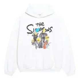 Balenciaga x THE SIMPSONS puuvillainen huppari, leveä istuvuus ”White” 675003TLVG89016 Balenciaga x THE SIMPSONS puuvillainen huppari, leveä istuvuus ”White” 675003TLVG89016