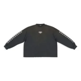 Brodeerattu BB-hihainen pyöreäkaulainen villapaita ”Washed Black White” 699191TMVG79034 Brodeerattu BB-hihainen pyöreäkaulainen villapaita ”Washed Black White” 699191TMVG79034