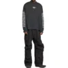 Brodeerattu BB-hihainen pyöreäkaulainen villapaita ”Washed Black White” 699191TMVG79034