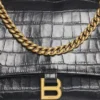 Crush Crocodile -keskikokoinen ketjulaukku ”Black” 716393210IX1000