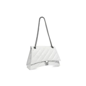 Crush keskikokoinen ketjulaukku, tikattu ”Optic White” 716393210J09001