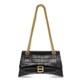Crush Small Chain Bag, krokotiilikuviolla ”Black” 716351210IX1000