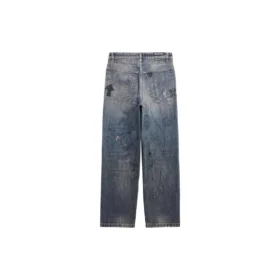 Doodle-kuvioiset suorat Denim-housut ”Blue” 746986TOW664036