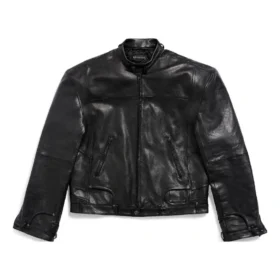 FW23 dekonstruoitu vetoketjullinen takki ”Black Soft Buffalo Skin” 768749TMS031000 FW23 dekonstruoitu vetoketjullinen takki ”Black Soft Buffalo Skin” 768749TMS031000