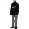 Harjattua puuvillaa oleva, Scribble-logolla varustettu turtleneck-neulepusero ”Navy” 625935T31828065