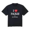I Love Paris & Balenciaga -T-paidat, medium-mitoitus, ”Black Faded” 764235TRVU91041