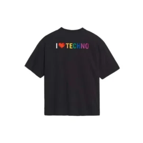 I Love Techno -brodeerattu, musta 556089TDV201000 I Love Techno -brodeerattu, musta 556089TDV201000