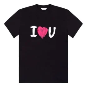 I Love U -painatus, lyhythihainen, musta 612965TJVL51070 I Love U -painatus, lyhythihainen, musta 612965TJVL51070