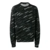 Jacquard-logolla varustettu pyöreäkaulainen villapaita ”Black” 555381T15241070