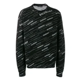 Jacquard-logolla varustettu pyöreäkaulainen villapaita ”Black” 555381T15241070
