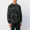 Jacquard-logolla varustettu pyöreäkaulainen villapaita ”Black” 555381T15241070