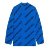 Koko pinnan peittävä logolla varustettu villaneulepusero, pyöreä kaulus, ”Blue” 657400T15673964