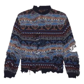 Kulunut Fair Isle -villaseosneule ”Blue” 662518T16028088