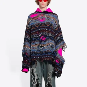 Kulunut Fair Isle -villaseosneule ”Blue” 662518T16028088