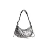 Le Cagole pieni olkalaukku, metallisoitu ”Silver” 6713070GT3Y8103