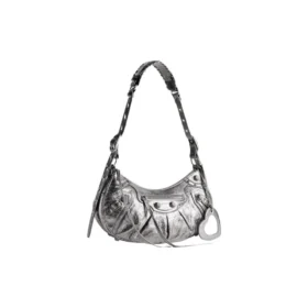 Le Cagole pieni olkalaukku, metallisoitu ”Silver” 6713070GT3Y8103