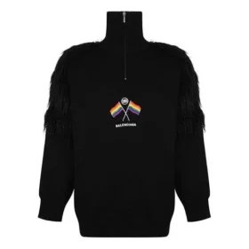 LGBTQ-lippu -vetoketjullinen turtleneck-villapaita ”Black” 543766T17621069