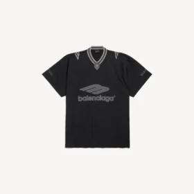 Miesten 3b-jalkapallo-V-kaula-T-paita, oversized, musta/antrasiitti