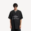 Miesten 3b-jalkapallo-V-kaula-T-paita, oversized, musta/antrasiitti Miesten 3b-jalkapallo-V-kaula-T-paita, oversized, musta/antrasiitti