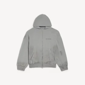 Miesten Balenciaga Back -huppari, tavallinen istuvuus, vetoketjullinen, Balenciaga-harmaa