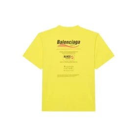 Miesten Balenciaga Dry Cleaning -paita, laatikkomainen logopainatus, väljä, lyhythihainen, keltainen 651795TKVF87175 Miesten Balenciaga Dry Cleaning -paita, laatikkomainen logopainatus, väljä, lyhythihainen, keltainen 651795TKVF87175