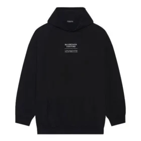 Miesten Balenciaga FW21 Boxy Loose -huppari, pitkähihainen, musta 651799TJV910107 Miesten Balenciaga FW21 Boxy Loose -huppari, pitkähihainen, musta 651799TJV910107