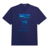 Miesten Balenciaga FW21 -kuivapesu, aakkoskuvio, retro-neule, lyhythihainen, tummansininen 651795TKVF83866