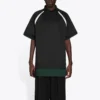 Miesten Balenciaga FW21 vapaa-ajan kaksikerroksinen urheilupikeepaida, lyhythihainen, musta 661507TKVA51042
