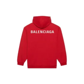 Miesten Balenciaga FW21 väljä logopaita, huppu, pitkähihainen, punainen 600583TIV846540 Miesten Balenciaga FW21 väljä logopaita, huppu, pitkähihainen, punainen 600583TIV846540