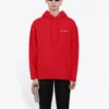 Miesten Balenciaga FW21 väljä logopaita, huppu, pitkähihainen, punainen 600583TIV846540