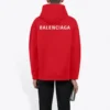 Miesten Balenciaga FW21 väljä logopaita, huppu, pitkähihainen, punainen 600583TIV846540