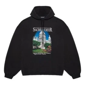 Miesten Balenciaga Landscape Loose -hupparit, musta 641679TJVH91000 Miesten Balenciaga Landscape Loose -hupparit, musta 641679TJVH91000