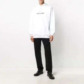 Miesten Balenciaga-logopulloveri, oversize, valkoinen 570811TIV559040 Miesten Balenciaga-logopulloveri, oversize, valkoinen 570811TIV559040