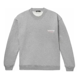 Miesten Balenciaga Micro Mark -kirjainkuvioinen pyöreäkaulainen villapaita, harmaa 556147TBV141300 Miesten Balenciaga Micro Mark -kirjainkuvioinen pyöreäkaulainen villapaita, harmaa 556147TBV141300