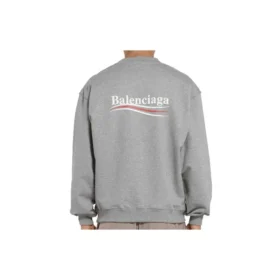 Miesten Balenciaga Micro Mark -kirjainkuvioinen pyöreäkaulainen villapaita, harmaa 556147TBV141300 Miesten Balenciaga Micro Mark -kirjainkuvioinen pyöreäkaulainen villapaita, harmaa 556147TBV141300